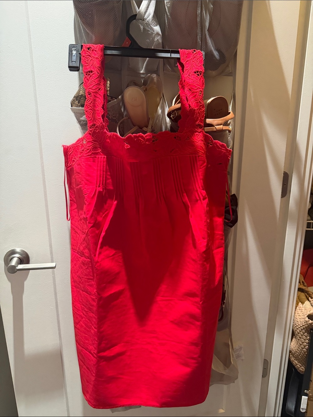 J. Crew Bright Red Rose Trim Mini Dress